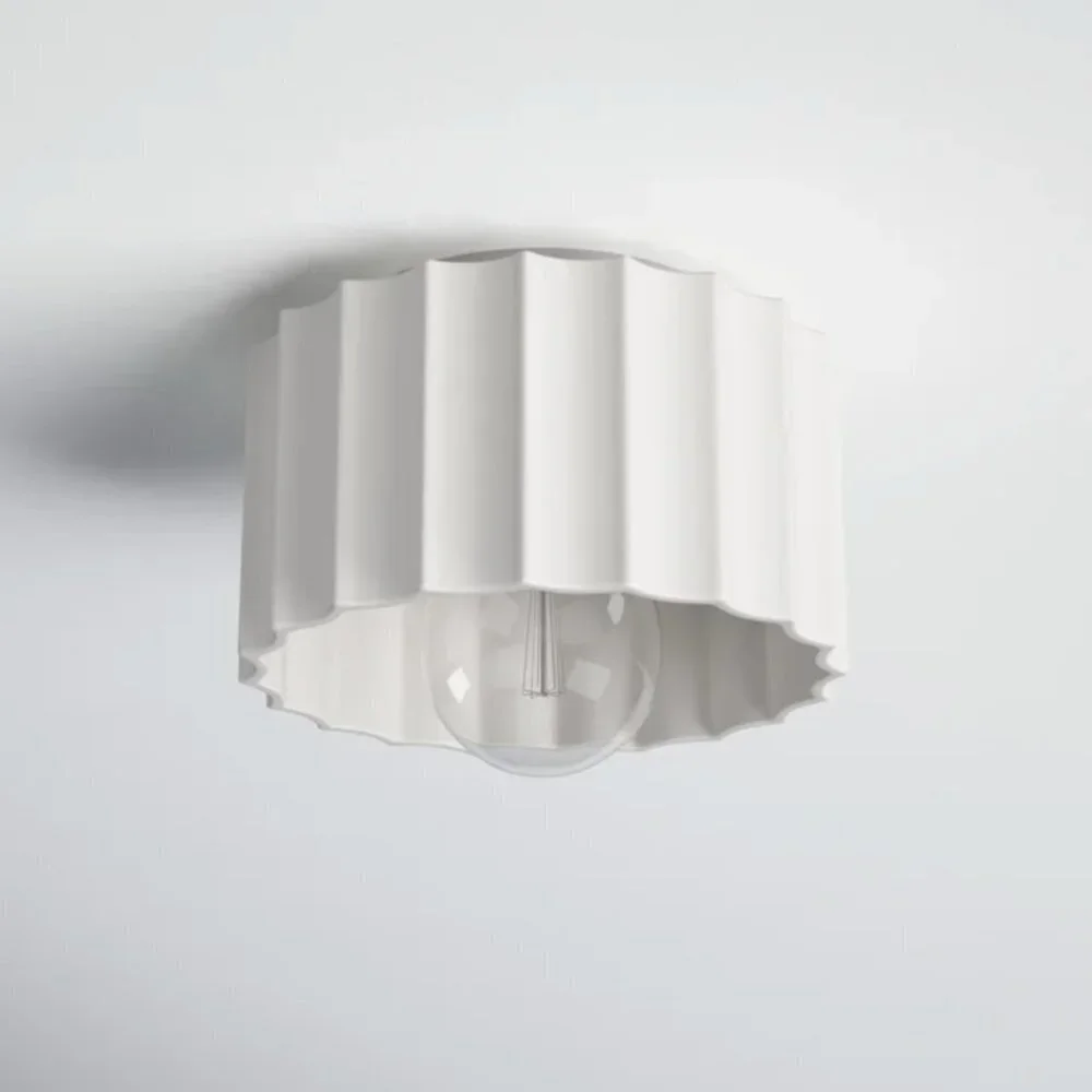 Ceramic Matte White Flush Mount Light Fixture